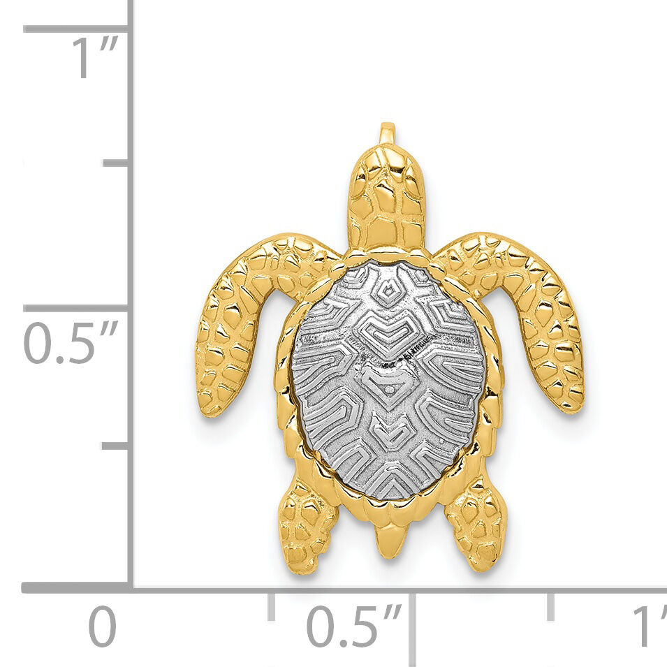 14K Two-Tone Turtle Pendant Slide-K4881