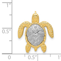 14K Two-Tone Turtle Pendant Slide-K4881