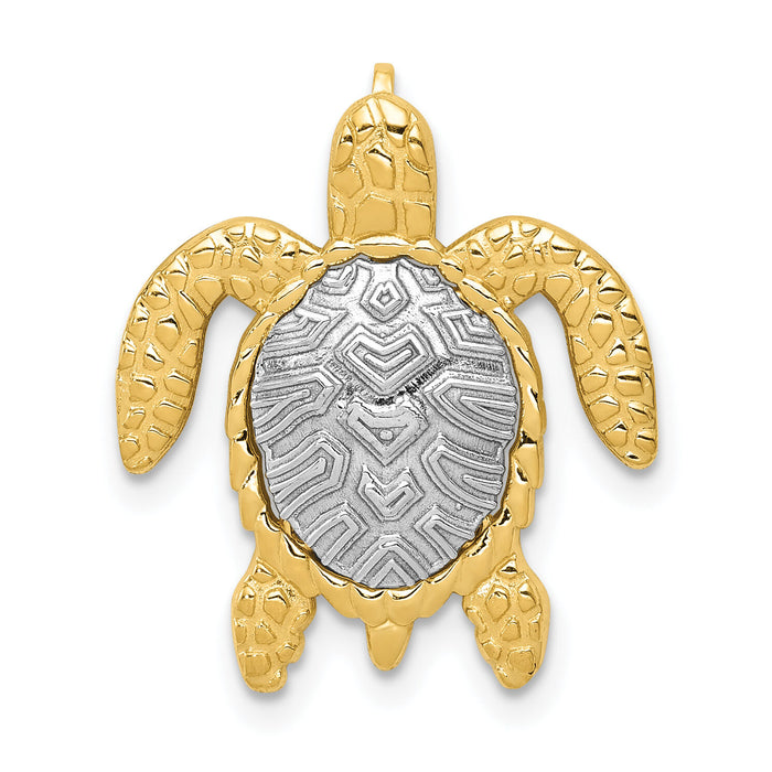14K Two-Tone Turtle Pendant Slide-K4881