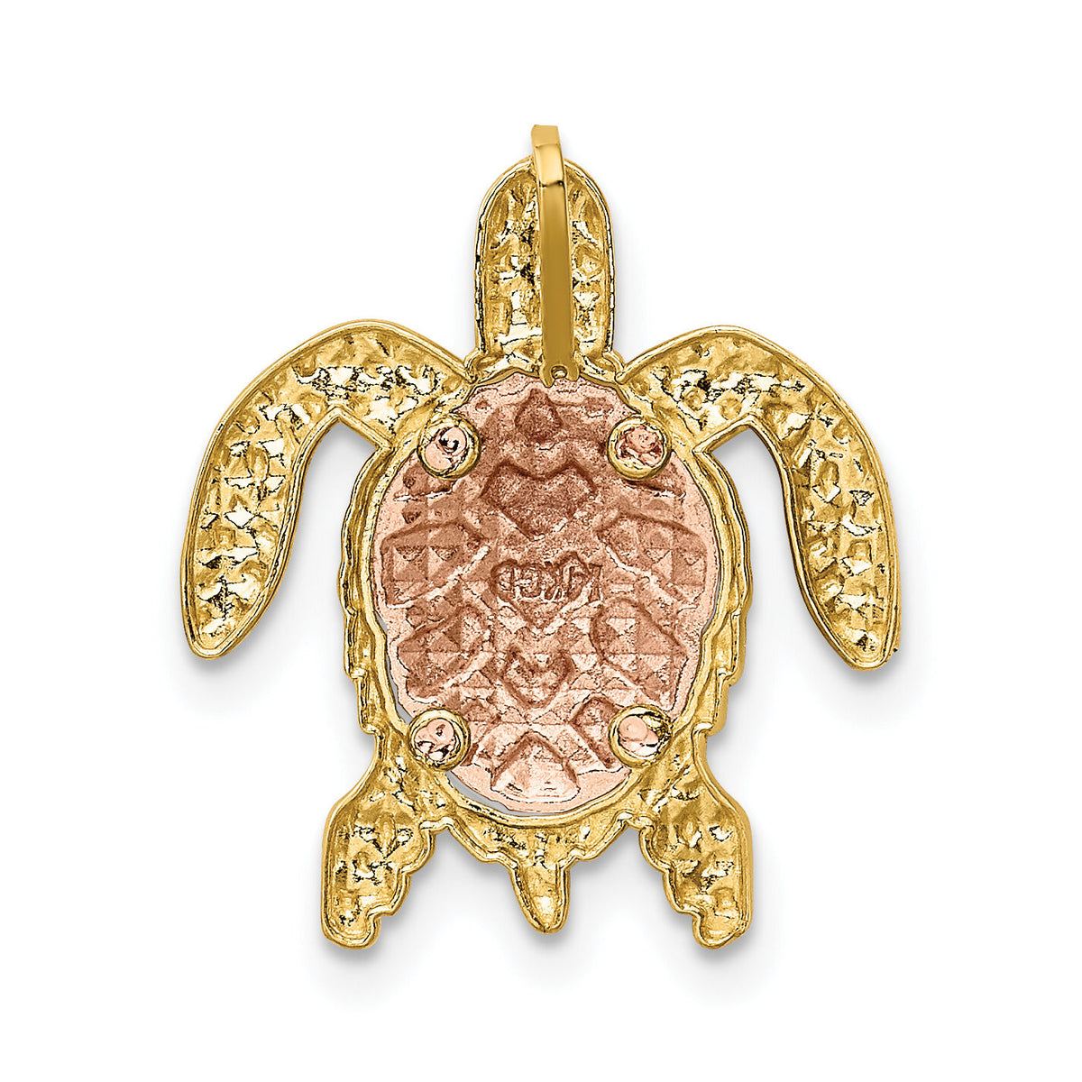 14K Two-Tone w/ White Rhodium Turtle Pendant Slide-K4882