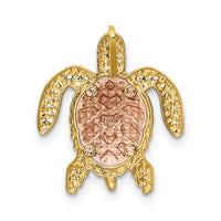 14K Two-Tone w/ White Rhodium Turtle Pendant Slide-K4882