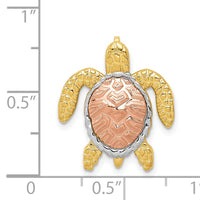 14K Two-Tone w/ White Rhodium Turtle Pendant Slide-K4882