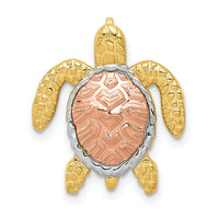 14K Two-Tone w/ White Rhodium Turtle Pendant Slide-K4882