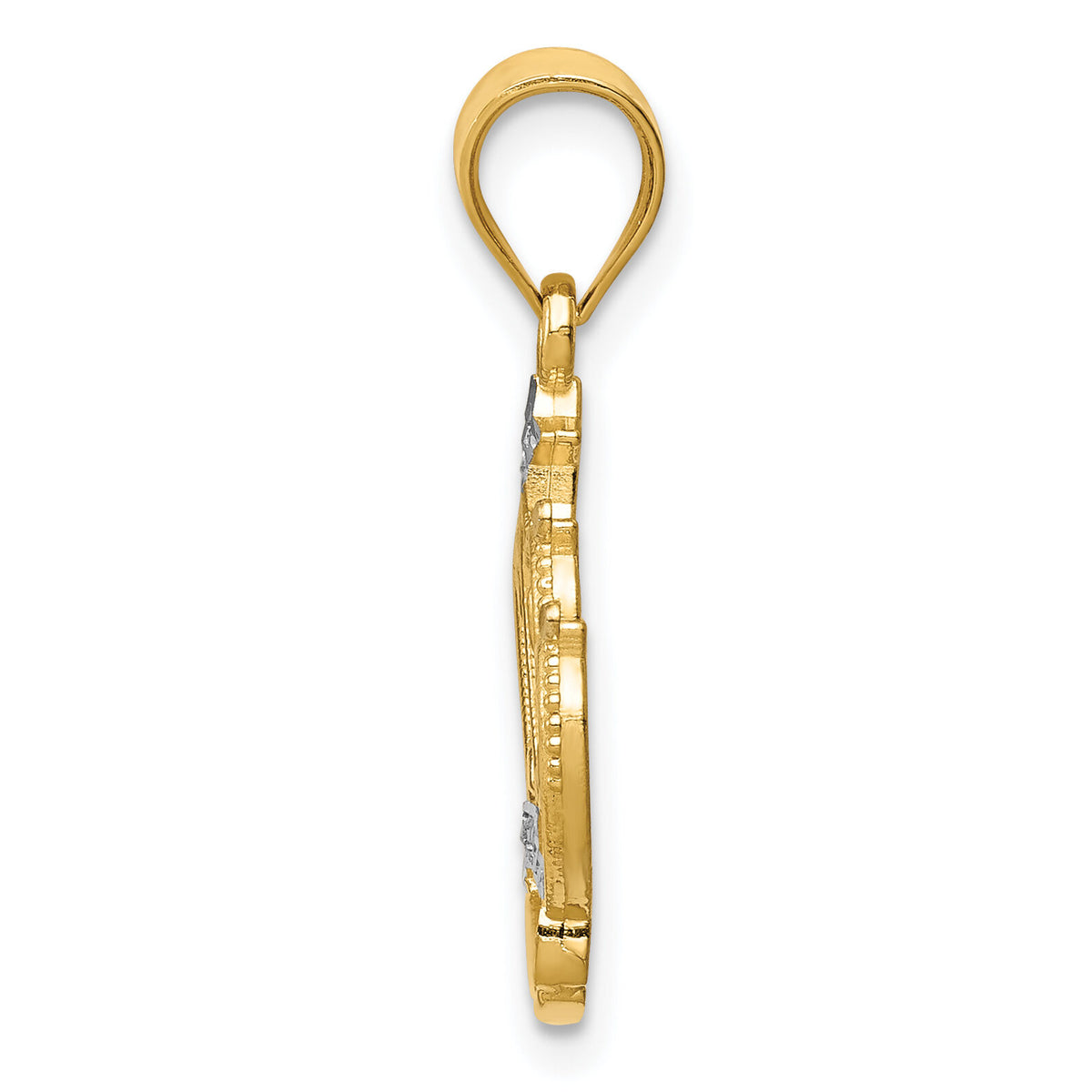 14k and Rhodium Crown Pendant-K4884