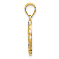 14k and Rhodium Crown Pendant-K4884