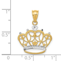 14k and Rhodium Crown Pendant-K4884