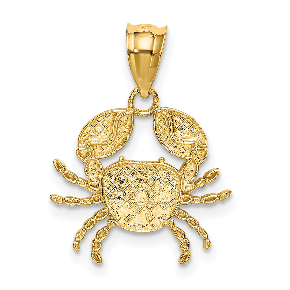 14K with Rhodium Diamond-Cut Crab Pendant-K4885