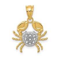 14K with Rhodium Diamond-Cut Crab Pendant-K4885