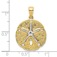 14k Two Tone Sand Dollar w/ Starfish Pendant-K4894