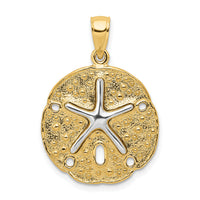 14k Two Tone Sand Dollar w/ Starfish Pendant-K4894