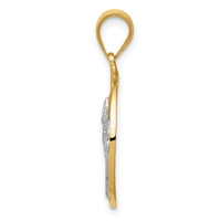 14K Two-tone Sun and Palm Tree Pendant-K4902