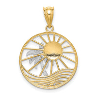 14K Two-tone Sun and Palm Tree Pendant-K4902
