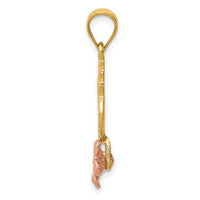 14K Yellow and Rose Gold Pineapple W/ Plumeria Pendant-K4907