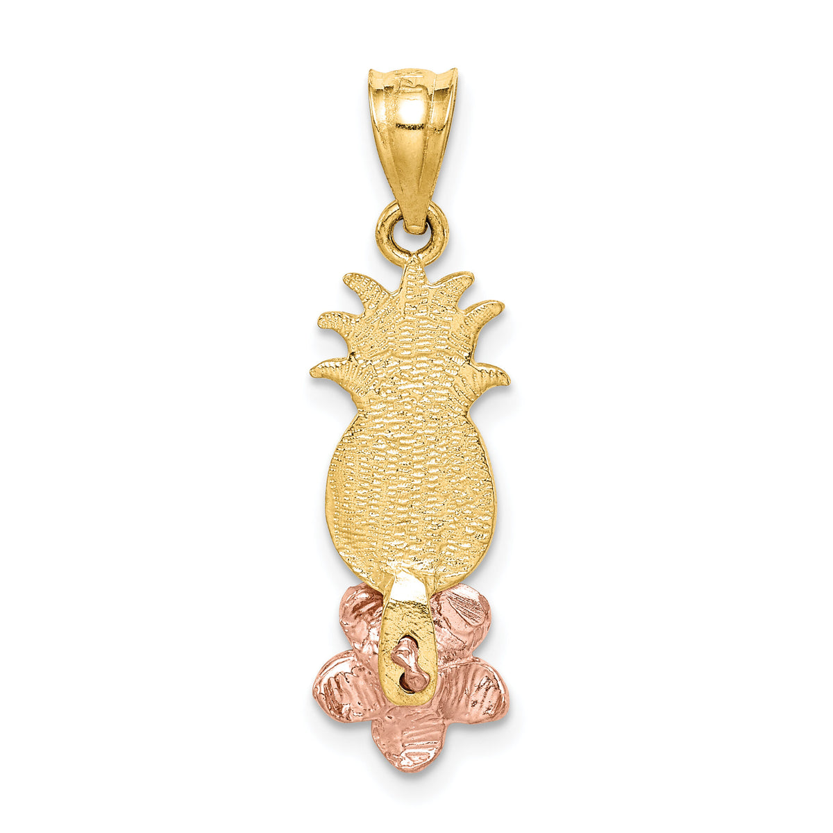 14K Yellow and Rose Gold Pineapple W/ Plumeria Pendant-K4907