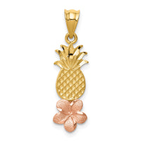 14K Yellow and Rose Gold Pineapple W/ Plumeria Pendant-K4907