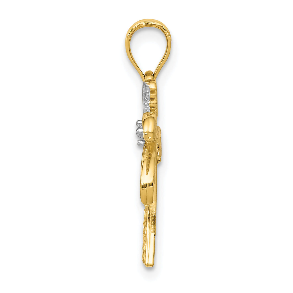 14K w/Rhodium Palm Tree Pendant-K4915