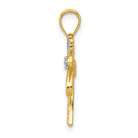 14K w/Rhodium Palm Tree Pendant-K4915