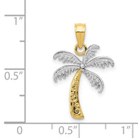 14K w/Rhodium Palm Tree Pendant-K4915