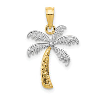 14K w/Rhodium Palm Tree Pendant-K4915