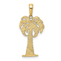 14K w/ Rhodium Polished And Textured Palm Tree Pendant-K4917