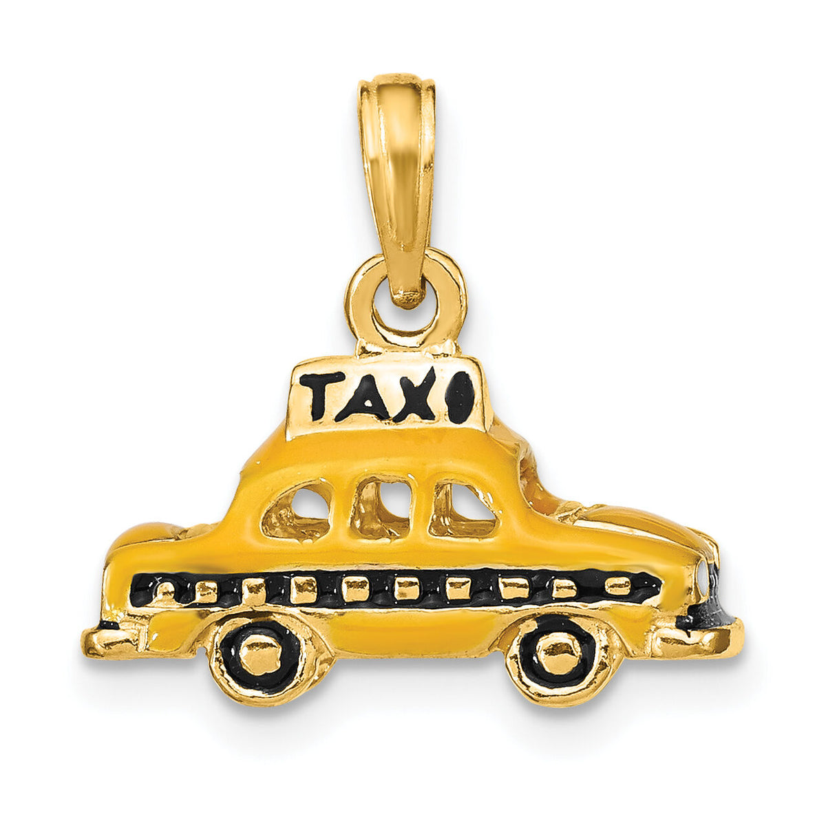 14k 3D Enameled TAXI Pendant-K4923