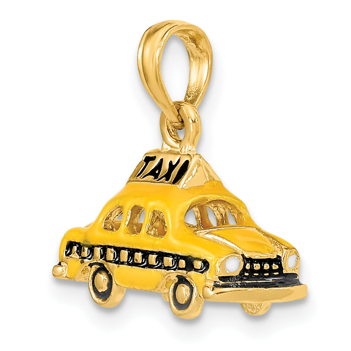 14k 3D Enameled TAXI Pendant-K4923