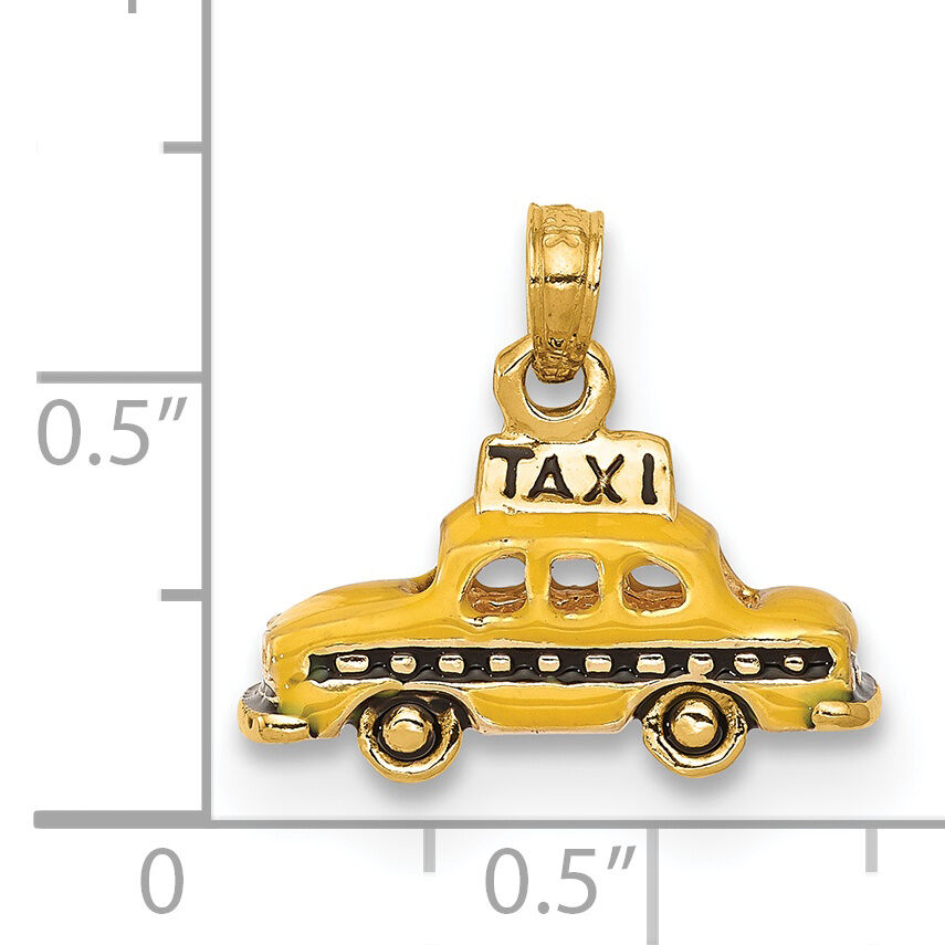 14k 3D Enameled TAXI Pendant-K4923