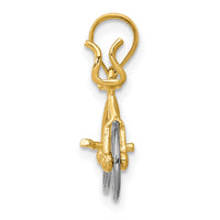 14k Two-tone 3D Moveable Bicycle Pendant-K4924