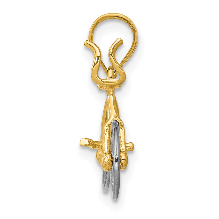 14k Two-tone 3D Moveable Bicycle Pendant-K4924