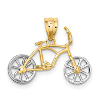 14k Two-tone 3D Moveable Bicycle Pendant-K4924