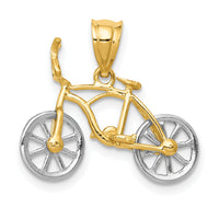 14k Two-tone 3D Moveable Bicycle Pendant-K4924