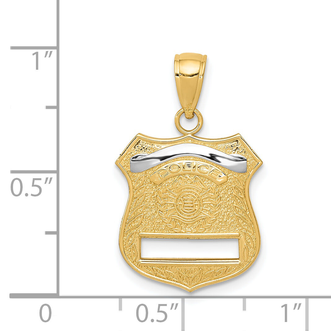 14k w/Rhodium Police Badge Pendant-K4926