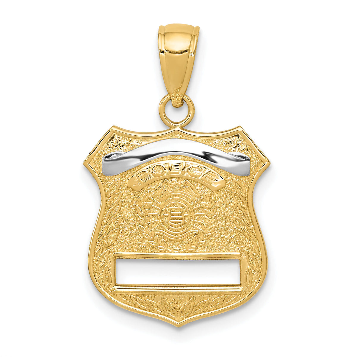 14k w/Rhodium Police Badge Pendant-K4926