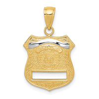14k w/Rhodium Police Badge Pendant-K4926