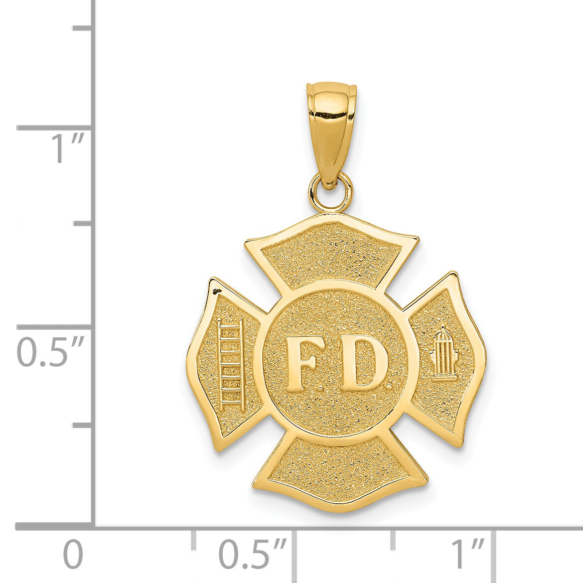 14k Fire Department FD Badge Pendant-K4927
