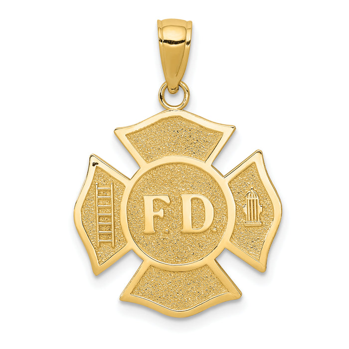 14k Fire Department FD Badge Pendant-K4927