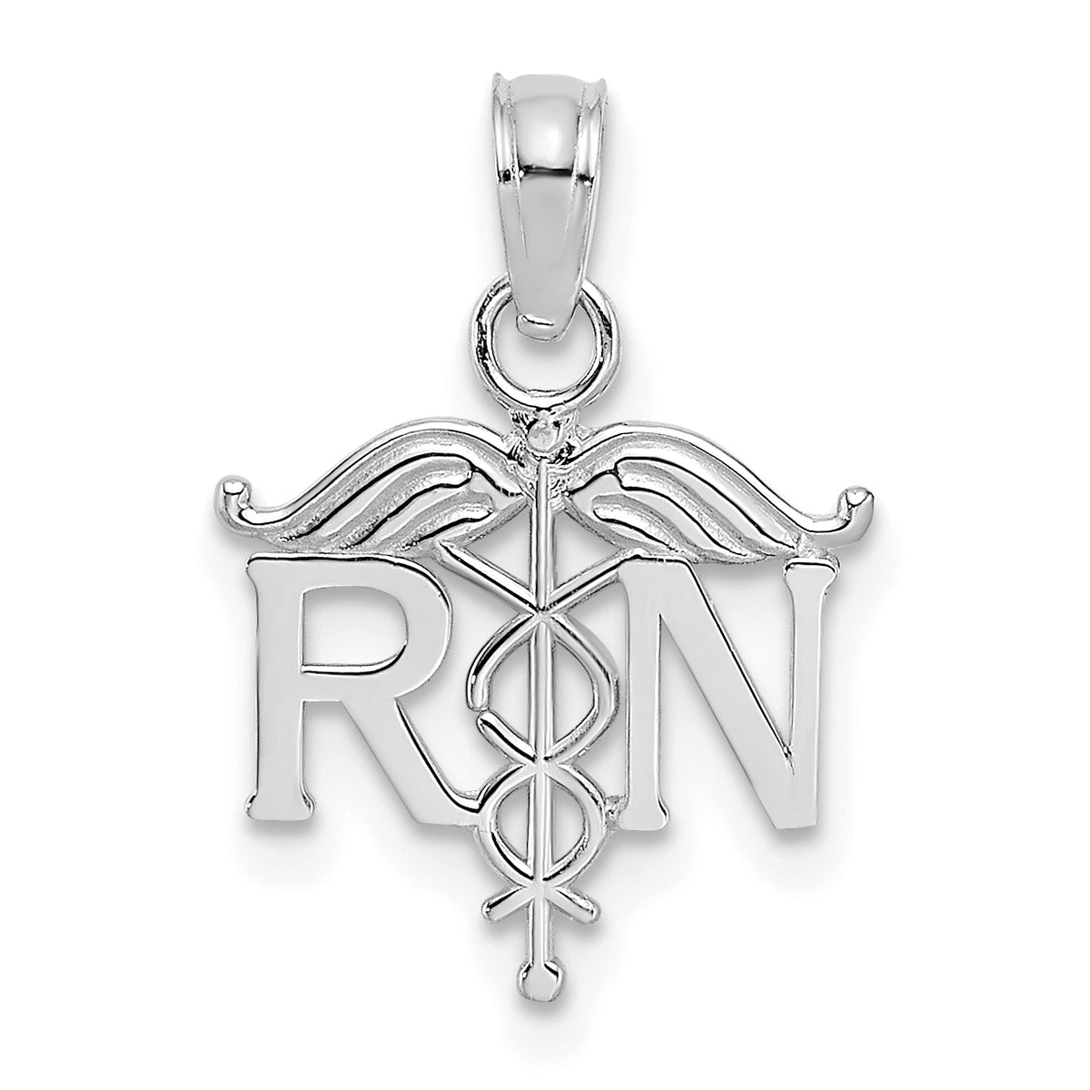 14K White Gold RN Registered Nurse Pendant-K4930W