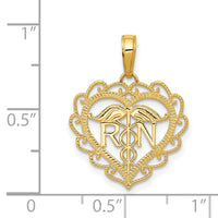 14k RN Registered Nurse Heart Pendant-K4932