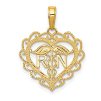 14k RN Registered Nurse Heart Pendant-K4932