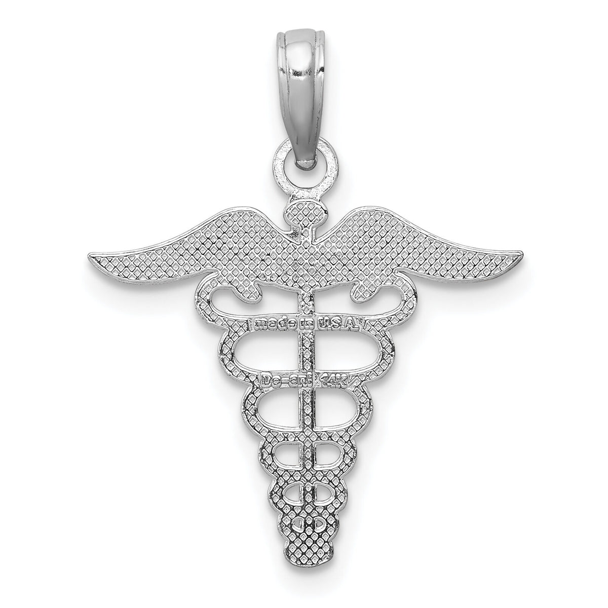 14k White Gold Caduceus Charm-K4935W