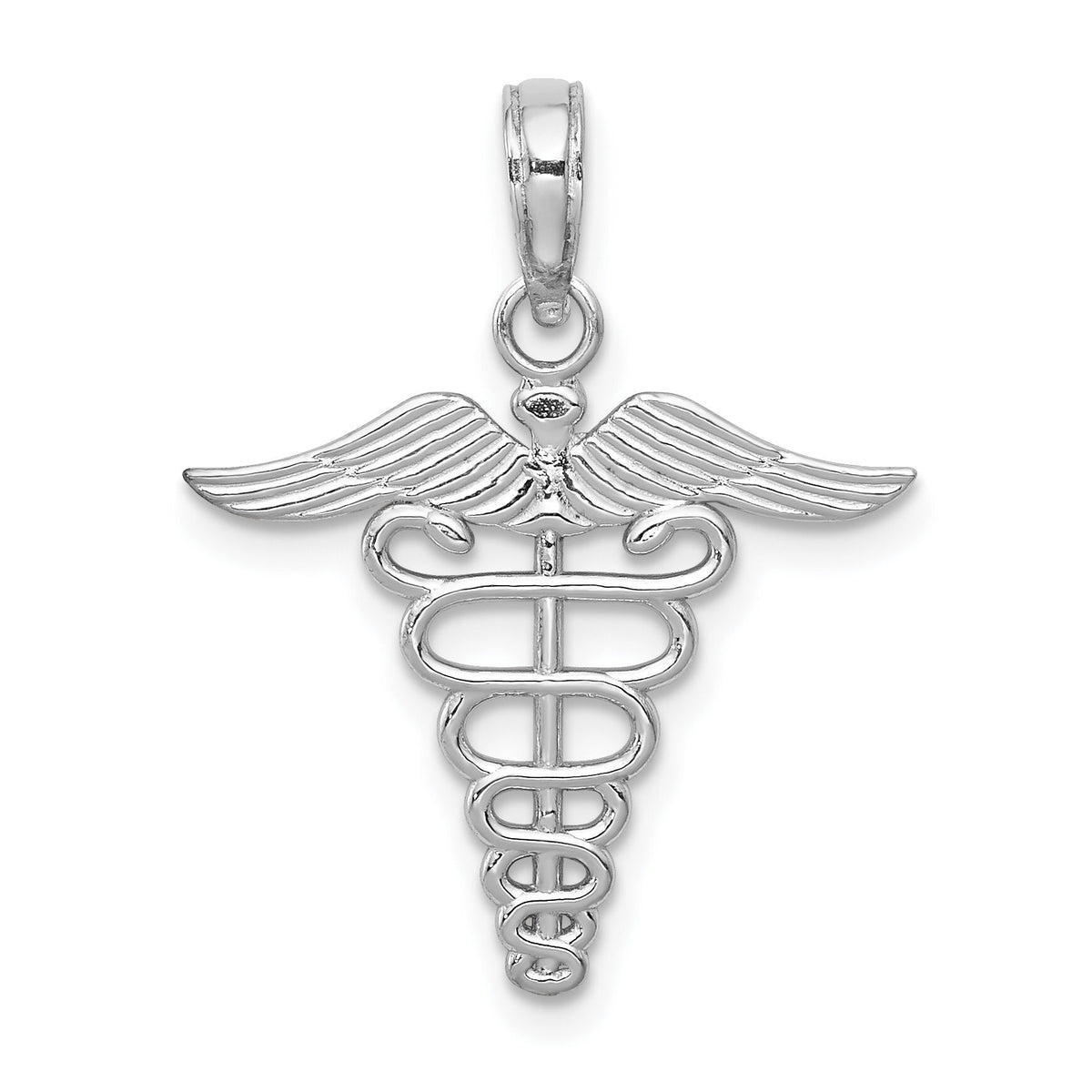 14k White Gold Caduceus Charm-K4935W