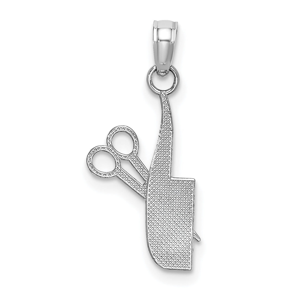 14k White Gold Comb and Scissors Charm-K4940W
