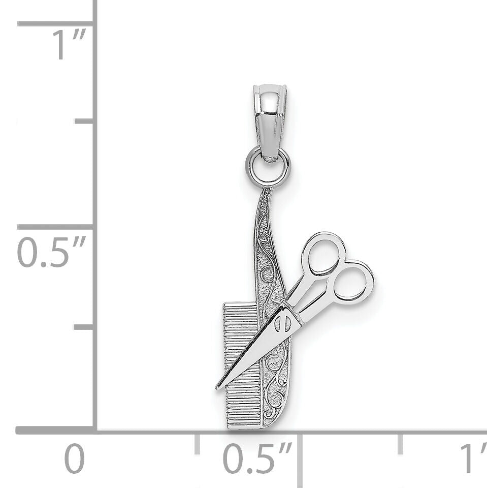 14k White Gold Comb and Scissors Charm-K4940W