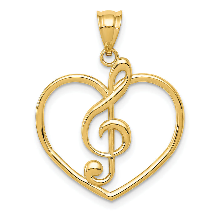 14K Treble Clef in Heart Charm-K4943