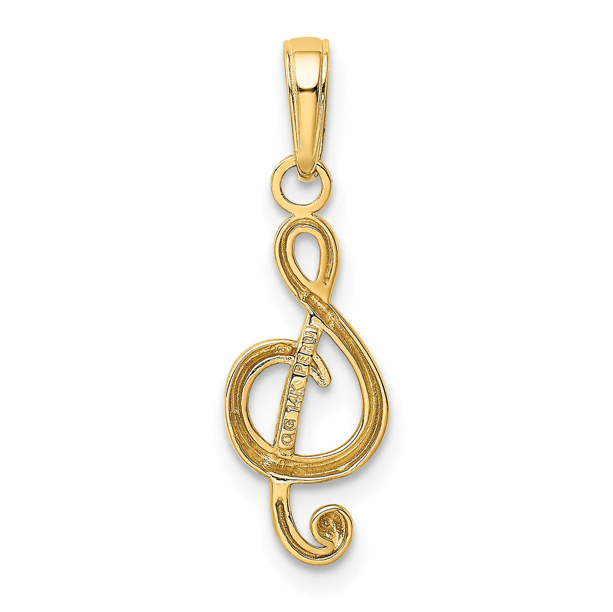 14k Polished Open-Backed Treble Clef Pendant-K4944