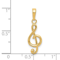 14k Polished Open-Backed Treble Clef Pendant-K4944