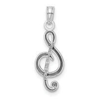 14k White Gold Polished Open-Backed Treble Clef Pendant-K4944W