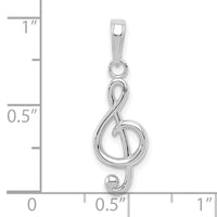 14k White Gold Polished Open-Backed Treble Clef Pendant-K4944W