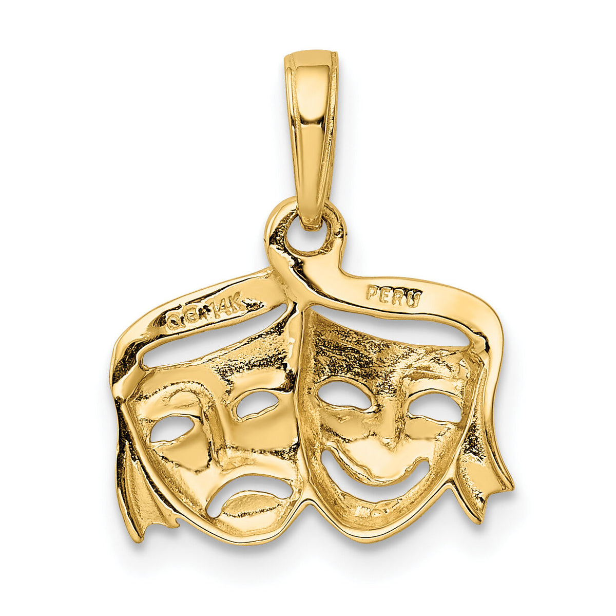 14k Polished Open-Backed Comedy/Tragedy Pendant-K4945