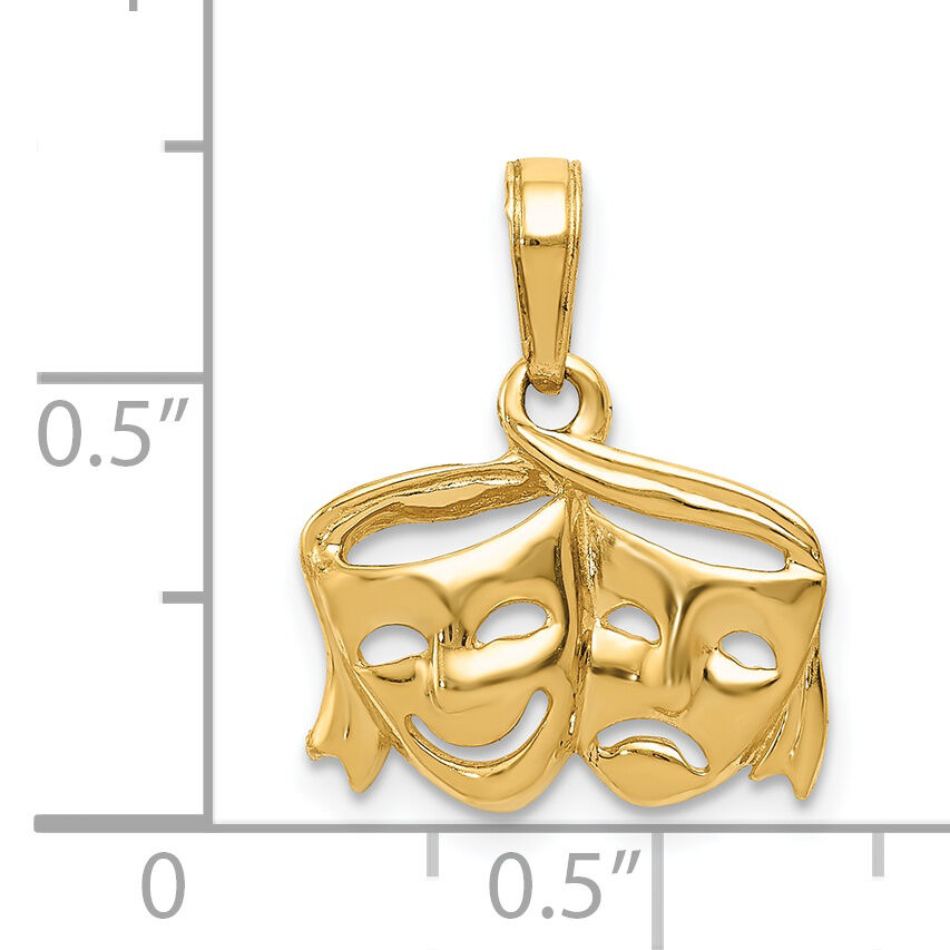 14k Polished Open-Backed Comedy/Tragedy Pendant-K4945